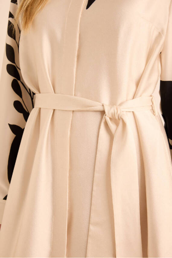 AKER EKRU DESENLİ GÖMLEK ELBİSE - 3