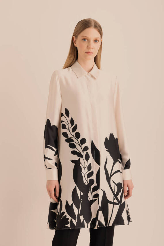 AKER EKRU DESENLİ TUNİK - 1