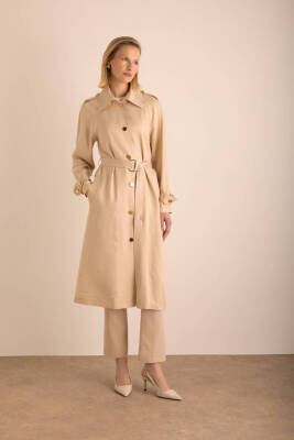 AKER KETEN KARIŞIMLI DOKUMA TRENÇKOT - 2