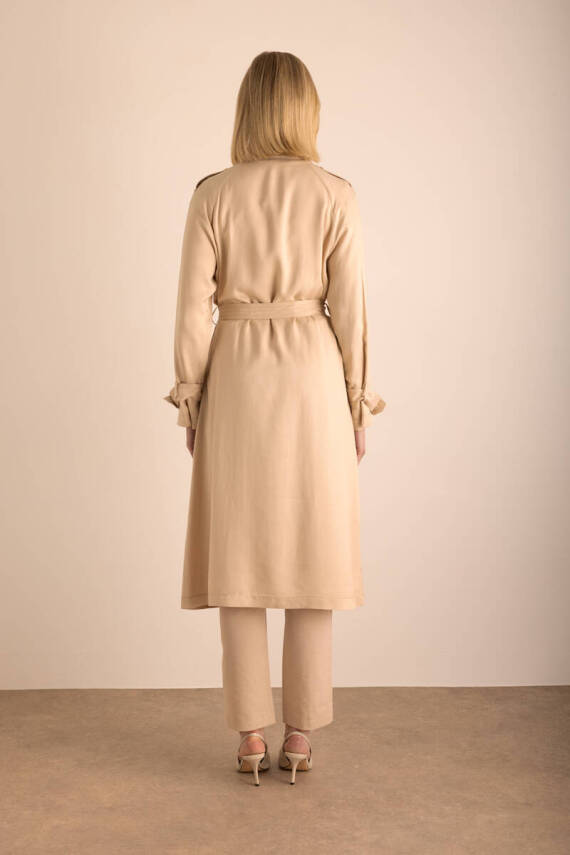 AKER KETEN KARIŞIMLI DOKUMA TRENÇKOT - 3