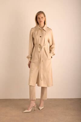 AKER KETEN KARIŞIMLI DOKUMA TRENÇKOT - 5