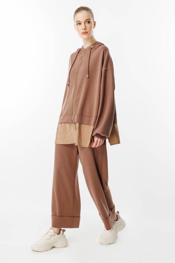 GHİSA KAPŞONLU TAKIM KAHVERENGİ - 1