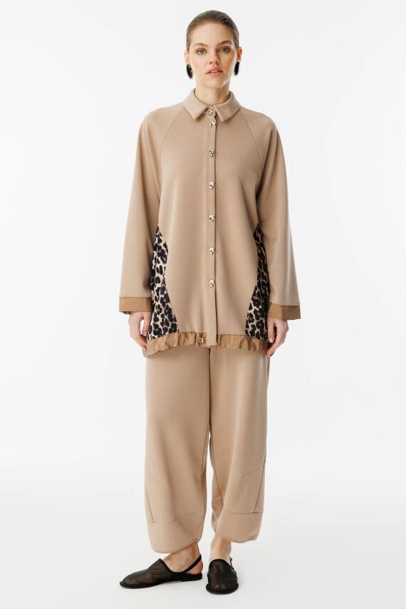 GHİSA LEOPAR KUMAŞ TAKIM CAMEL - 1