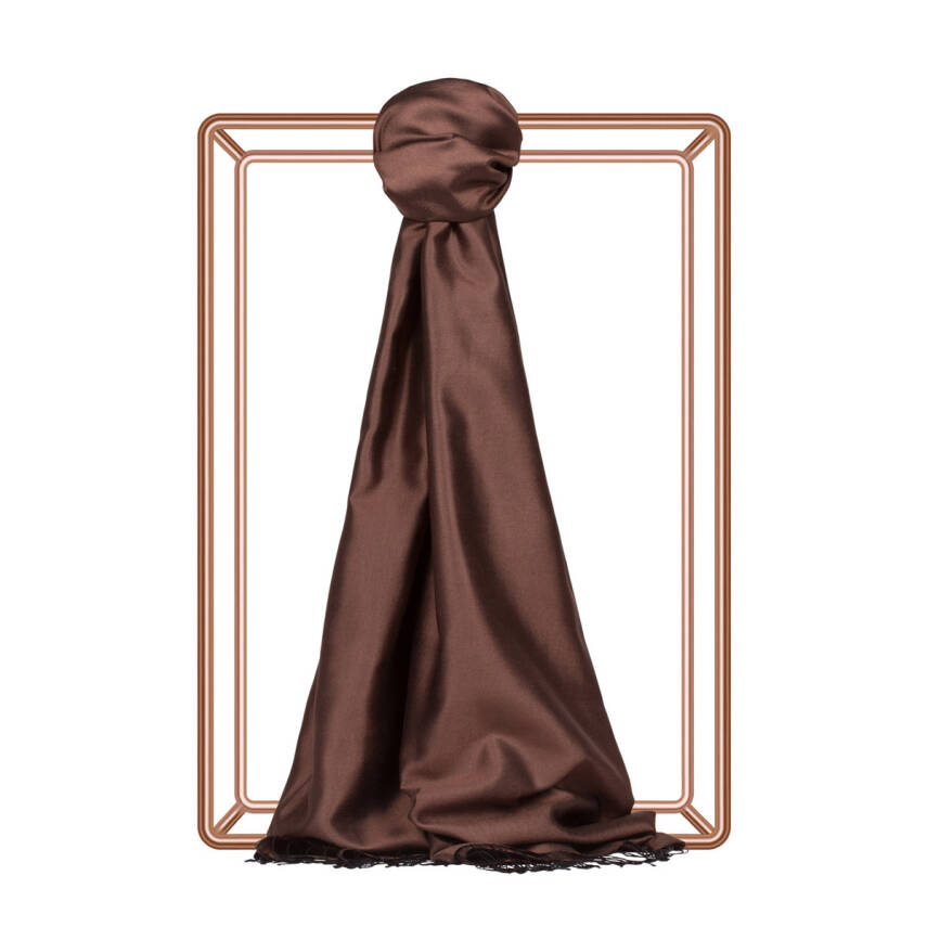 İPEKEVİ ACI KAHVE ÇİFT TARAFLI İPEK ŞAL - 1