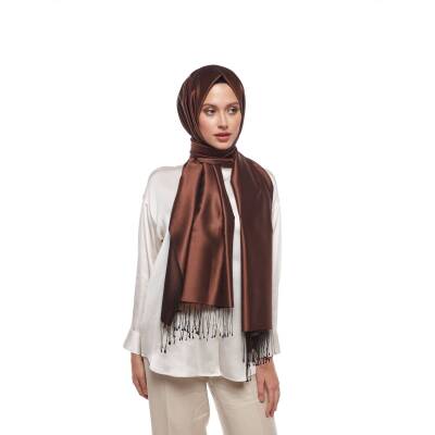 İPEKEVİ ACI KAHVE ÇİFT TARAFLI İPEK ŞAL - 2