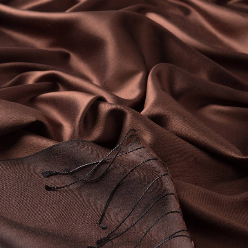 İPEKEVİ ACI KAHVE ÇİFT TARAFLI İPEK ŞAL - 3