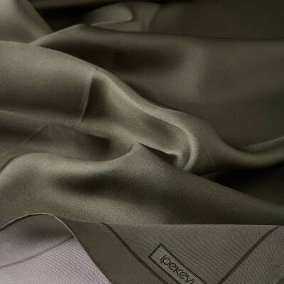 İPEKEVİ HAKİ YEŞİL ÇERÇEVE TİVİL İPEK EŞARP - 2