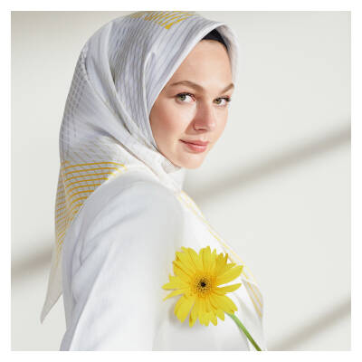 İPEKEVİ GÜMÜŞ HARMONİ DESEN TİVİL İPEK EŞARP - 3