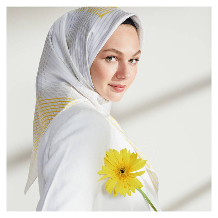 İPEKEVİ GÜMÜŞ HARMONİ DESEN TİVİL İPEK EŞARP - 3