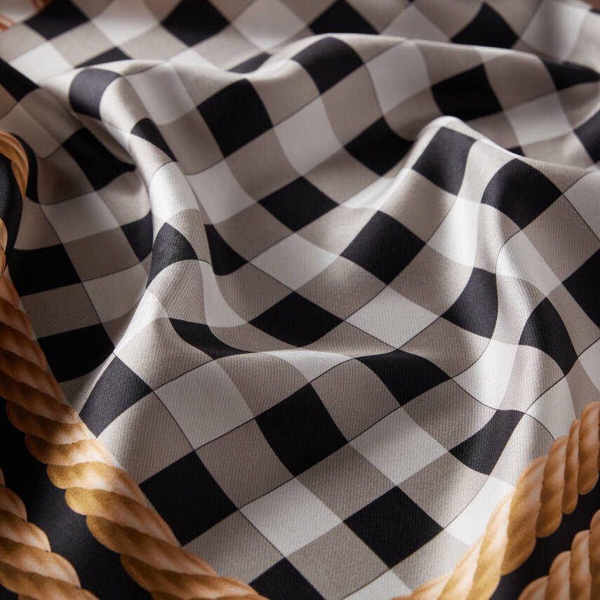 İPEKEVİ ROPE SİYAH TİVİL İPEK EŞARP - 2