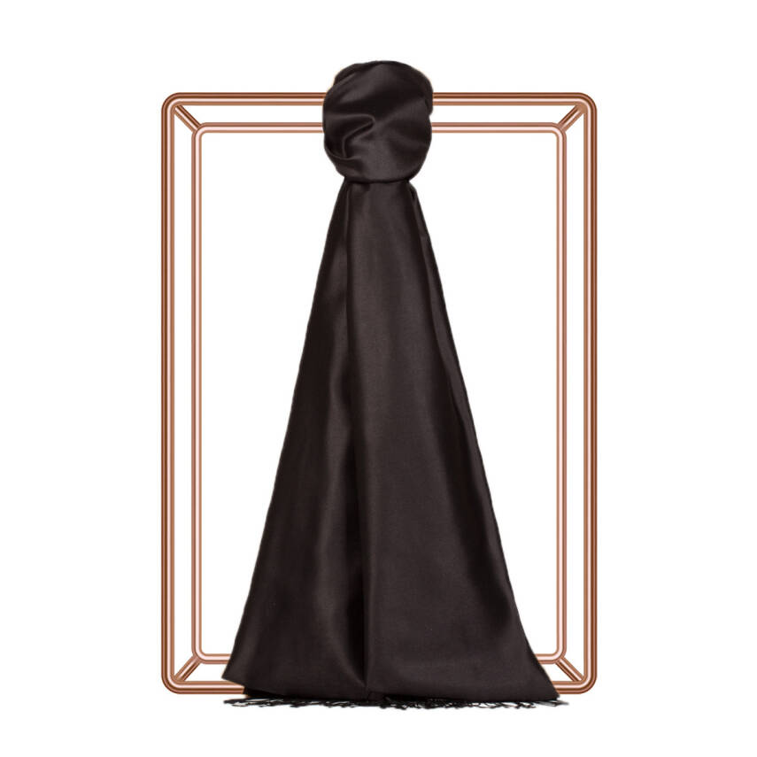 İPEKEVİ SİYAH ÇİFT TARAFLI İPEK ŞAL - 1