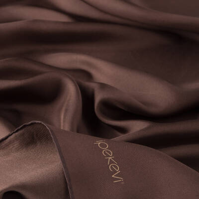 İPEKEVİ ACI KAHVE DÜZ TİVİL İPEK EŞARP - 2