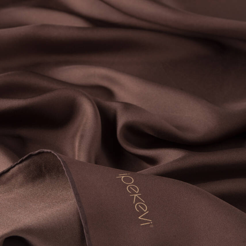 İPEKEVİ ACI KAHVE DÜZ TİVİL İPEK EŞARP - 2