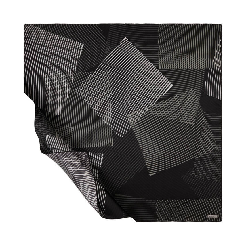 İPEKEVİ SİYAH HARMONİ DESEN TİVİL İPEK EŞARP - 1