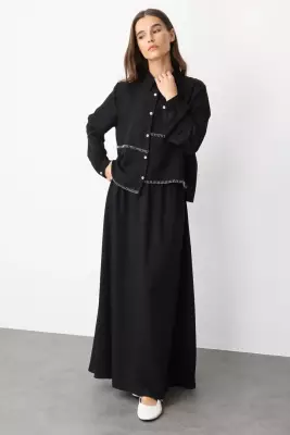 MİCCA CHOP KENAR NAKIŞLI İPEKÇE KUMAŞ ETEKLİ TAKIM - 1