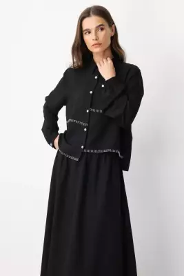 MİCCA CHOP KENAR NAKIŞLI İPEKÇE KUMAŞ ETEKLİ TAKIM - 5