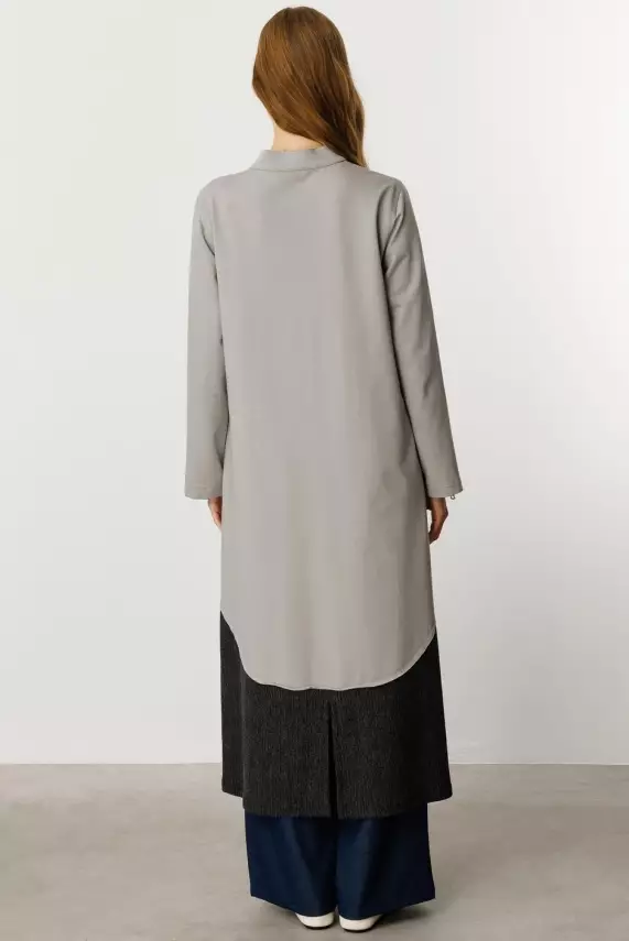 MİCCA FERRE GARNİ DETAY PAMUKLU FERACE GRİ - 2