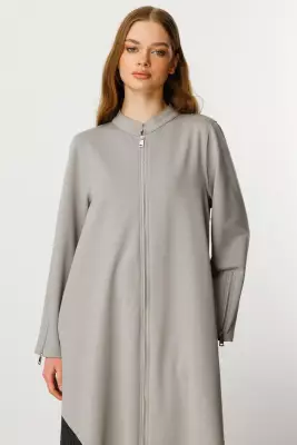 MİCCA FERRE GARNİ DETAY PAMUKLU FERACE GRİ - 3