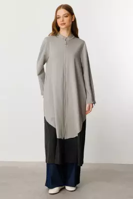 MİCCA FERRE GARNİ DETAY PAMUKLU FERACE GRİ 