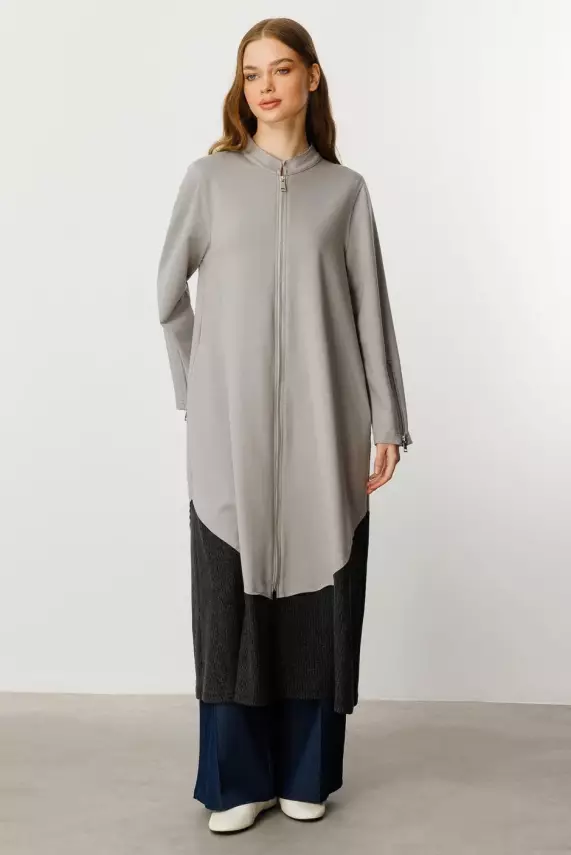 MİCCA FERRE GARNİ DETAY PAMUKLU FERACE GRİ - 1