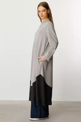 MİCCA FERRE GARNİ DETAY PAMUKLU FERACE GRİ - 4