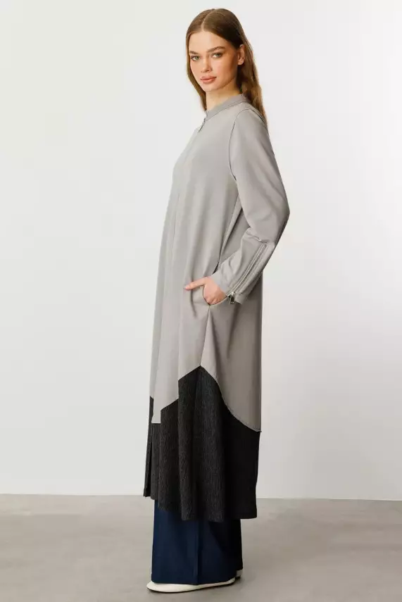 MİCCA FERRE GARNİ DETAY PAMUKLU FERACE GRİ - 4