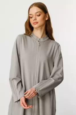 MİCCA FERRE GARNİ DETAY PAMUKLU FERACE GRİ - 6