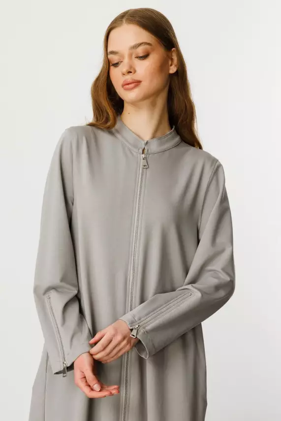 MİCCA FERRE GARNİ DETAY PAMUKLU FERACE GRİ - 6