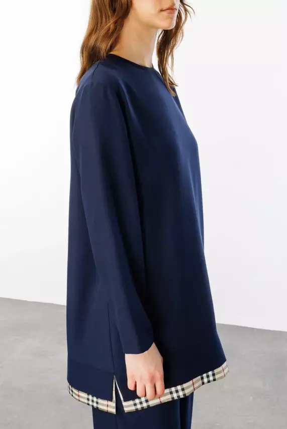 MİCCA İPEKÇE KUMAŞ HAFİF İKİLİ TAKIM LACİVERT - 2