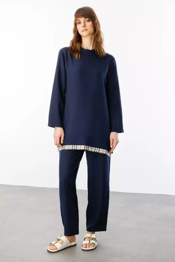 MİCCA İPEKÇE KUMAŞ HAFİF İKİLİ TAKIM LACİVERT - 3