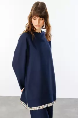 MİCCA İPEKÇE KUMAŞ HAFİF İKİLİ TAKIM LACİVERT - 4