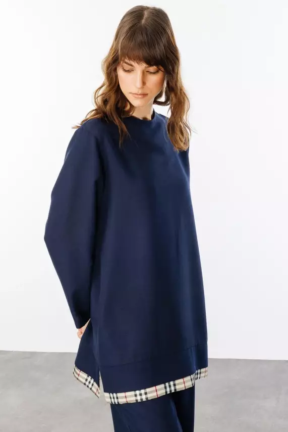 MİCCA İPEKÇE KUMAŞ HAFİF İKİLİ TAKIM LACİVERT - 4