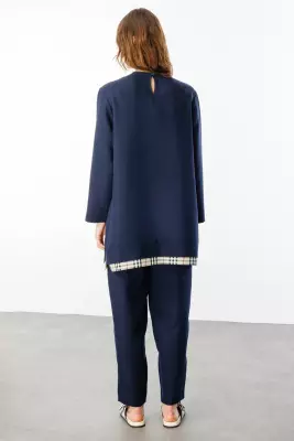 MİCCA İPEKÇE KUMAŞ HAFİF İKİLİ TAKIM LACİVERT - 5