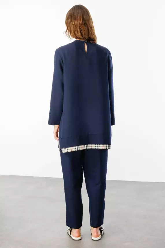 MİCCA İPEKÇE KUMAŞ HAFİF İKİLİ TAKIM LACİVERT - 5