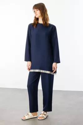 MİCCA İPEKÇE KUMAŞ HAFİF İKİLİ TAKIM LACİVERT - 6