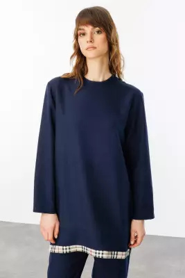 MİCCA İPEKÇE KUMAŞ HAFİF İKİLİ TAKIM LACİVERT - 8