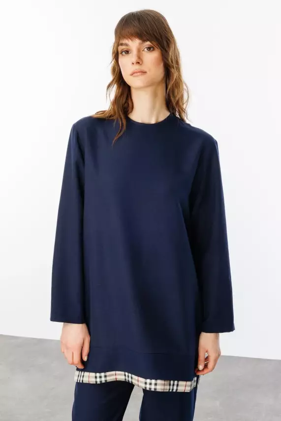 MİCCA İPEKÇE KUMAŞ HAFİF İKİLİ TAKIM LACİVERT - 8