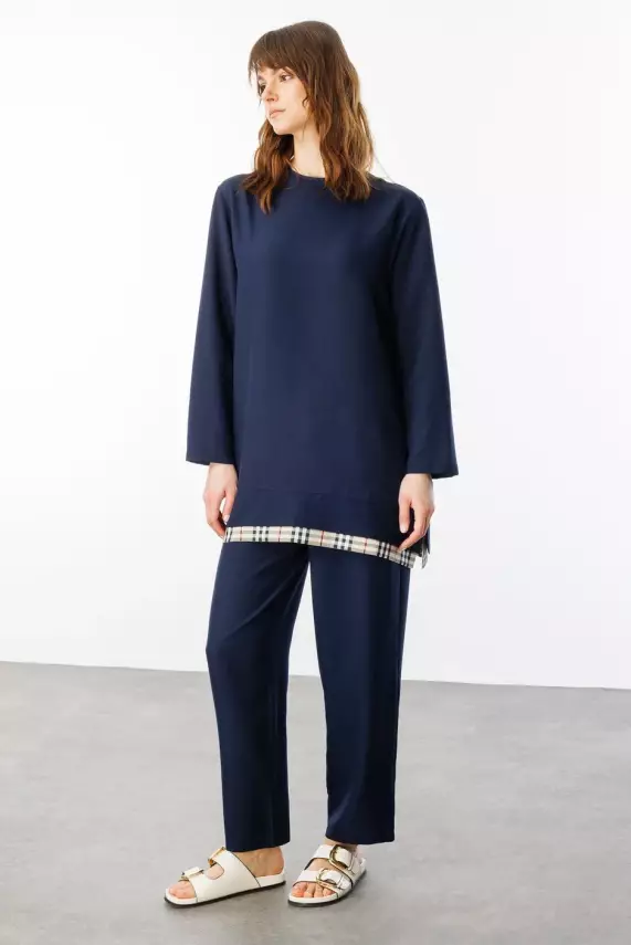 MİCCA İPEKÇE KUMAŞ HAFİF İKİLİ TAKIM LACİVERT - 9