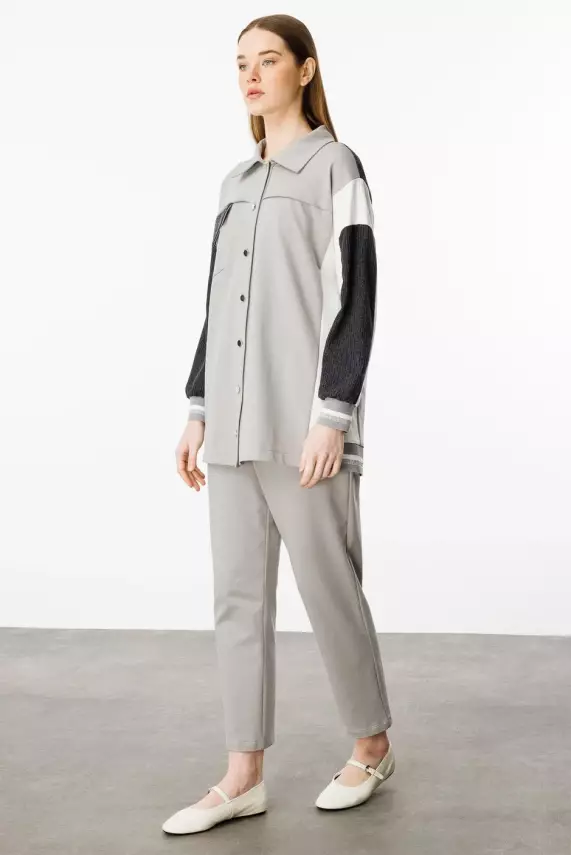 MİCCA PAMUKLU KUMAŞ İNCE SPOR TAKIM GRİ - 1