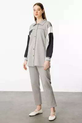 MİCCA PAMUKLU KUMAŞ İNCE SPOR TAKIM GRİ - 4