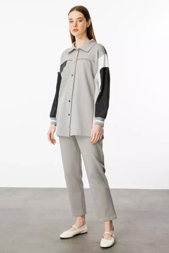 MİCCA PAMUKLU KUMAŞ İNCE SPOR TAKIM GRİ - 4