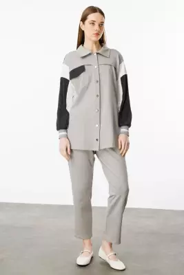 MİCCA PAMUKLU KUMAŞ İNCE SPOR TAKIM GRİ - 8