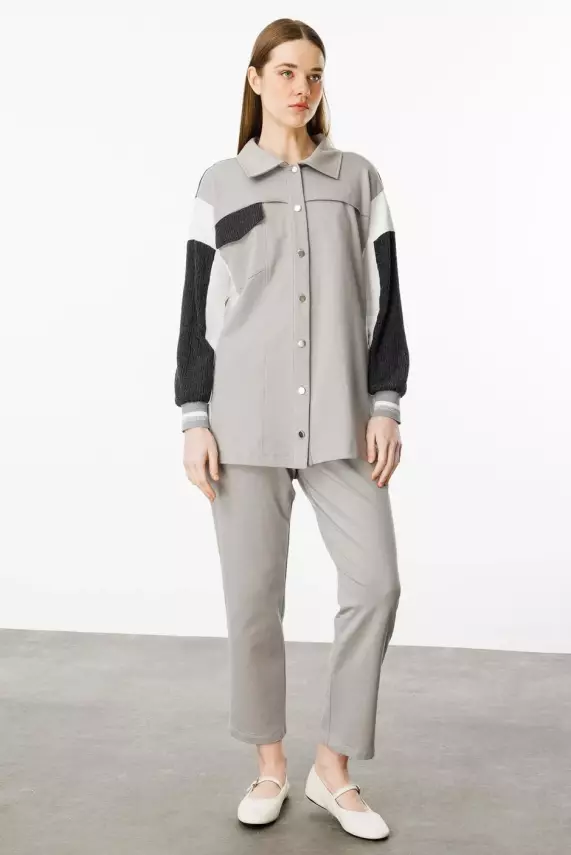 MİCCA PAMUKLU KUMAŞ İNCE SPOR TAKIM GRİ - 8