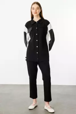 MİCCA PAMUKLU KUMAŞ İNCE SPOR TAKIM SİYAH - 1