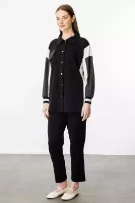 MİCCA PAMUKLU KUMAŞ İNCE SPOR TAKIM SİYAH - 2