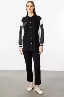 MİCCA PAMUKLU KUMAŞ İNCE SPOR TAKIM SİYAH - 6