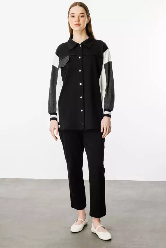 MİCCA PAMUKLU KUMAŞ İNCE SPOR TAKIM SİYAH - 6