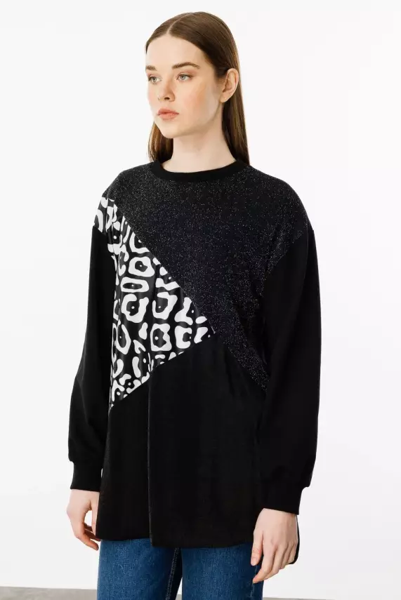 MİCCA SOHO SİMLİ DESEN TUNİK SİYAH - 1