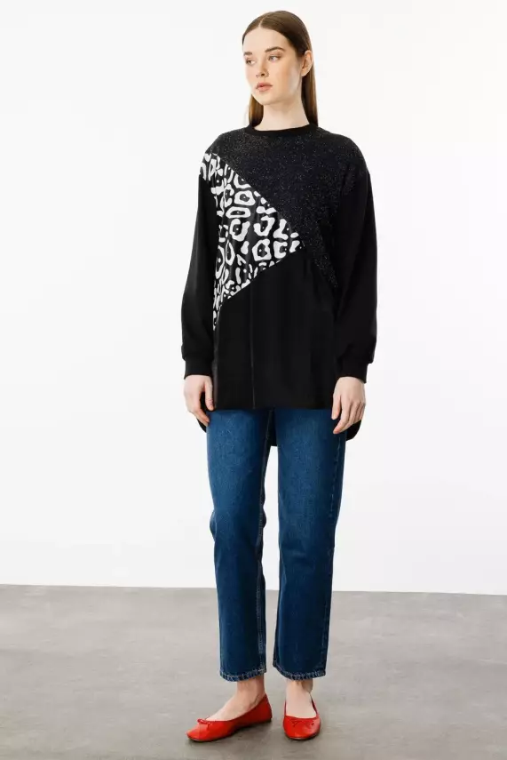 MİCCA SOHO SİMLİ DESEN TUNİK SİYAH - 5