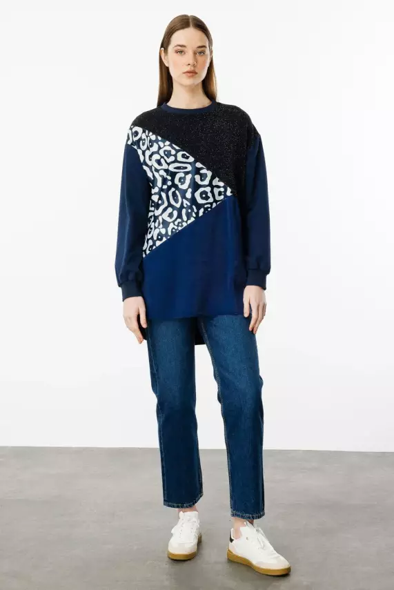 MİCCA SOHO SİMLİ DESEN TUNİK LACİVERT - 3